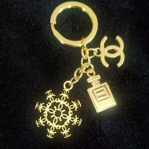 CHANEL Gold Logo Charm Keyring